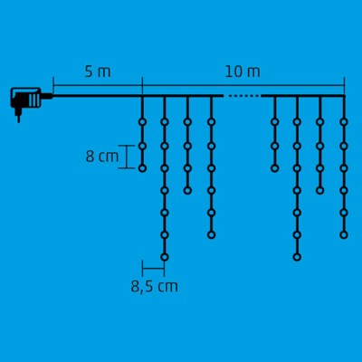 LED-es jégcsap fényfüggöny, sziporkázó, 10m, IP44, 230V - KAF 600L 10M